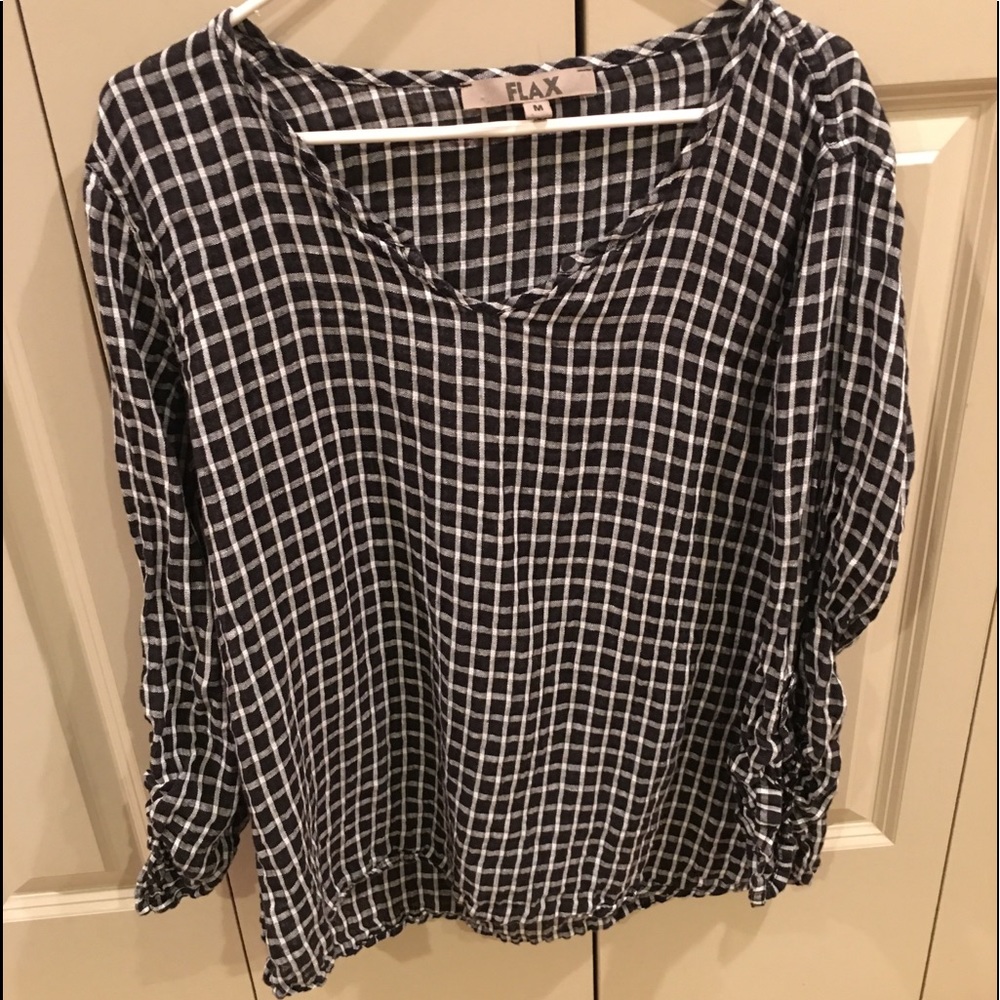 SOLD Flax Engelhart 100% Linen Windowpane tunic
